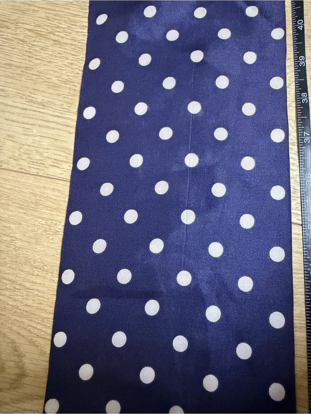 Vintage Navy Blue Polka Dot Skinny Scarf | Retro Rockabilly Hair Tie 43"